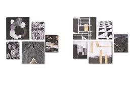 DKD Home Decor Set de 5 Cuadros Modernos sobre Lienzo y MDF, 25x2,5x25 cm, Negro y Dorado