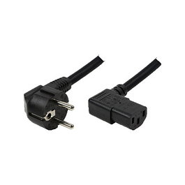 LogiLink Cable de alimentación CEE 7/7 a IEC C13 de 2 m en negro con conectores en ángulo