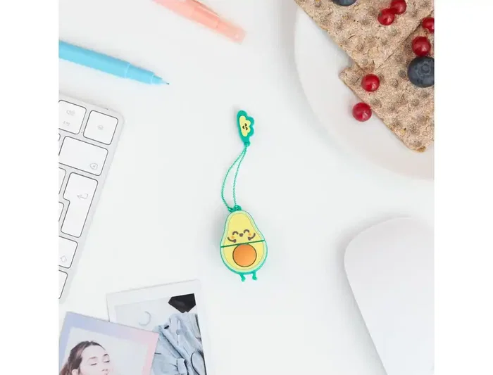 Mr.Wonderful Pendrive USB 32 GB Llavero con Forma de Aguacate, Memoria Flash, Incluye Adaptador USB-C, Compatible con Windows, MacOS, Linux