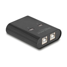 DeLOCK 11503 Interruptor Switch USB 2.0 para conectar 2 Computadoras a 1 Dispositivo, 0.48 Gbit/s, Negro
