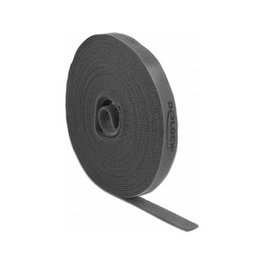 DeLOCK Cinta de gancho y bucle en rollo 10 m x 15 mm Gris