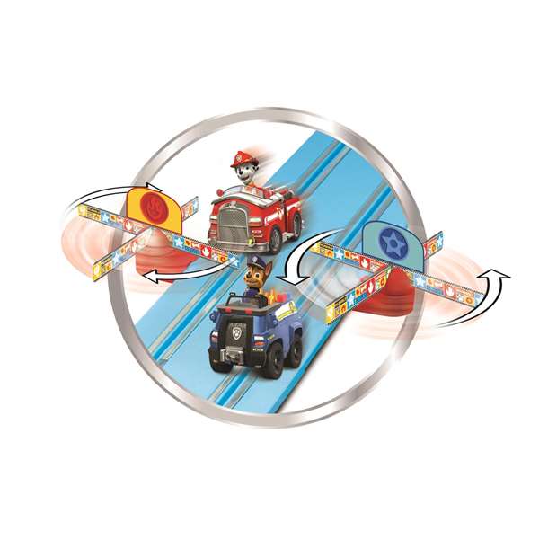 Carrera Pista de Carrera Paw Patrol On the Track Incluye 2 Coches Chase y Marshall, 2,4 Metros