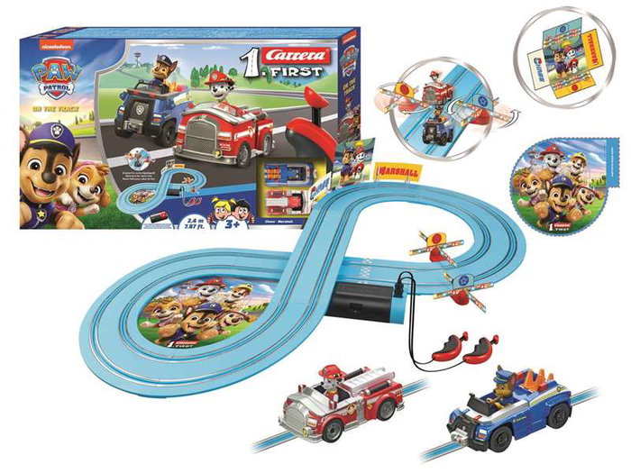 Carrera Pista de Carrera Paw Patrol On the Track Incluye 2 Coches Chase y Marshall, 2,4 Metros