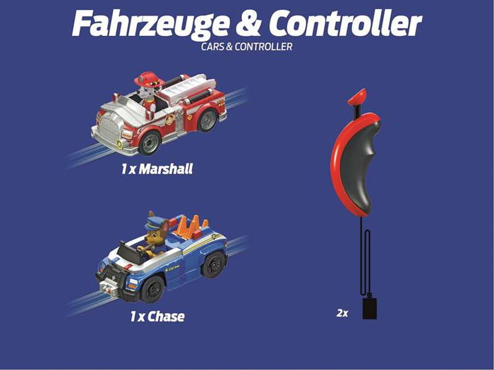 Carrera Pista de Carrera Paw Patrol On the Track Incluye 2 Coches Chase y Marshall, 2,4 Metros