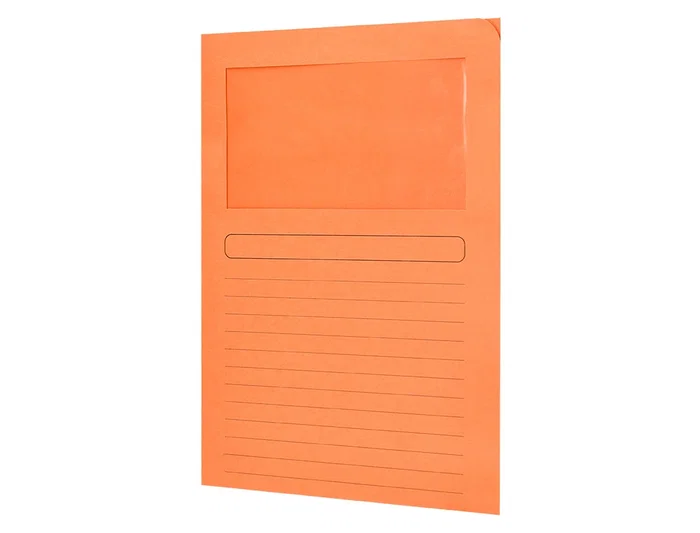 Q-connect Subcarpeta de Cartulina DIN A4 Naranja con Ventana Transparente, 120 g/m², Certificado Blue Angel