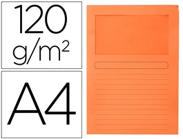 Q-connect Subcarpeta de Cartulina DIN A4 Naranja con Ventana Transparente, 120 g/m², Certificado Blue Angel