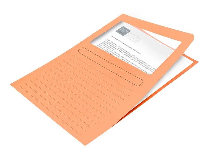 Q-connect Subcarpeta de Cartulina DIN A4 Naranja con Ventana Transparente, 120 g/m², Certificado Blue Angel