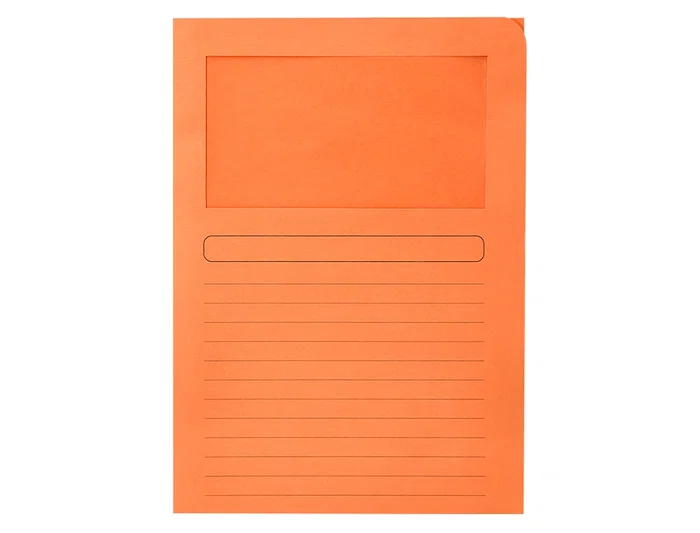 Q-connect Subcarpeta de Cartulina DIN A4 Naranja con Ventana Transparente, 120 g/m², Certificado Blue Angel