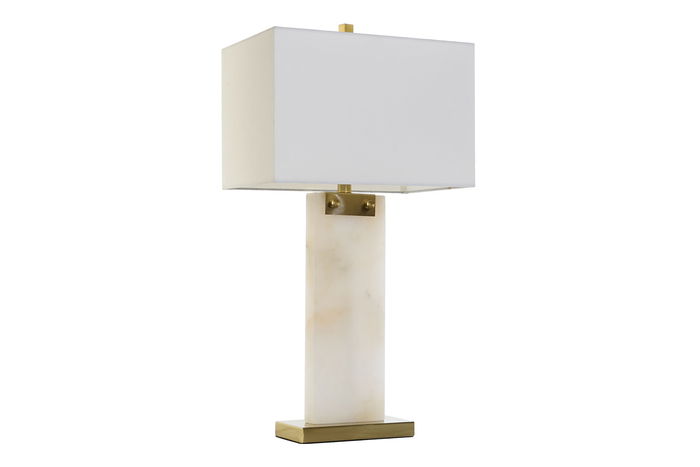 DKD Home Decor Lámpara Sobremesa Blanco Dorado 25 x 76 x 38 cm Marmol Metal