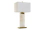 DKD Home Decor Lámpara Sobremesa Blanco Dorado 25 x 76 x 38 cm Marmol Metal