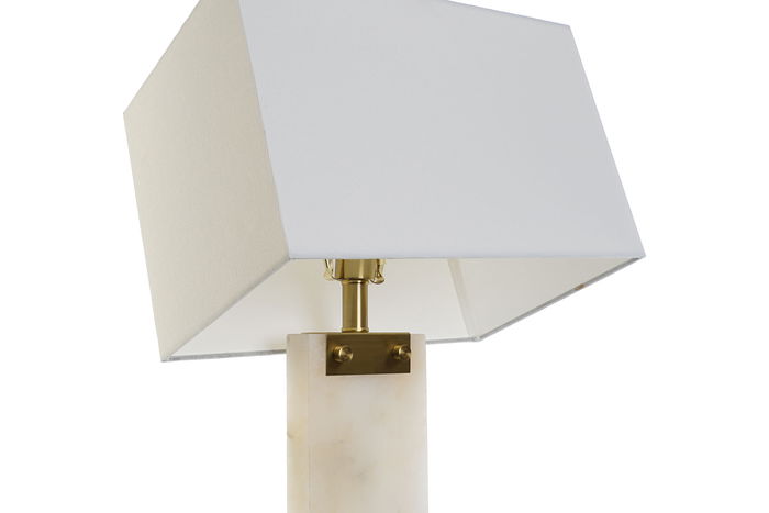 DKD Home Decor Lámpara Sobremesa Blanco Dorado 25 x 76 x 38 cm Marmol Metal