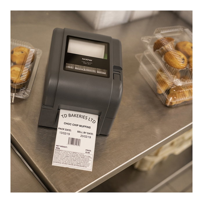 Brother TD-4520TN Impresora de Etiquetas Industrial, Térmica Directa/Transferencia, 300x300 DPI, 127 mm/s, Negro, 64 MB, Ethernet, USB, Incluye Rollo