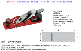 URKO FINSTOCK CEPILLO METALICO 5-I 52 mm