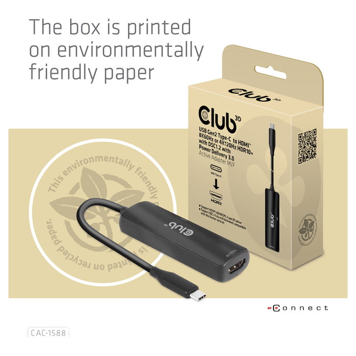 Club 3D CAC-1588 Adaptador USB Tipo C a HDMI 2.1 8K60Hz 4K120Hz HDR10+ Club 3D CAC-1588 Adaptador USB Tipo C a HDMI 2.1 8K60Hz 4K120Hz HDR10+
