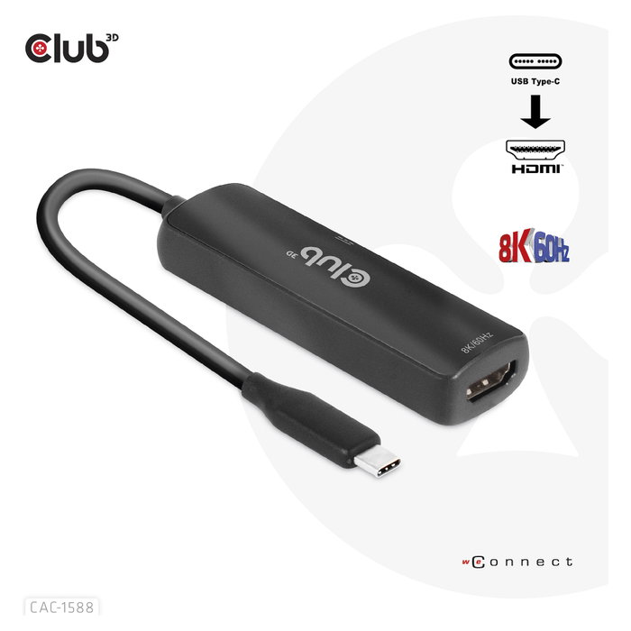 Club 3D CAC-1588 Adaptador USB Tipo C a HDMI 2.1 8K60Hz 4K120Hz HDR10+ Club 3D CAC-1588 Adaptador USB Tipo C a HDMI 2.1 8K60Hz 4K120Hz HDR10+