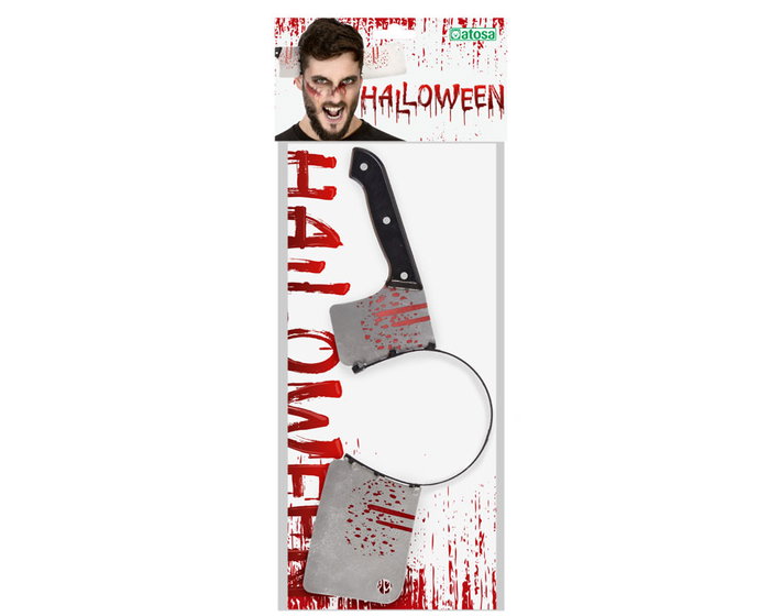 Diadema Accesorio de Disfraz para Adulto Halloween Hacha Sangrienta Simula Cuchillo en la Cabeza para Zombie Terror Fiesta
