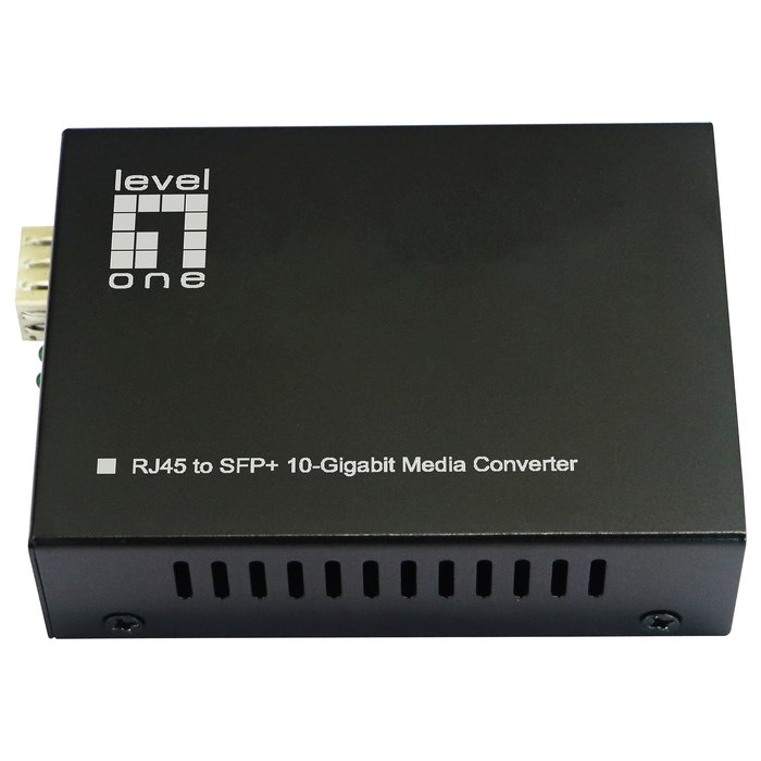 LevelOne GVT-2051 Convertidor Media 10GBase-T RJ45 a SFP+ 10 Gigabit Ethernet, 10GBit/s, Plug and Play, Negro
