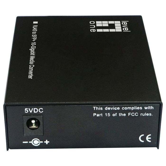 LevelOne GVT-2051 Convertidor Media 10GBase-T RJ45 a SFP+ 10 Gigabit Ethernet, 10GBit/s, Plug and Play, Negro