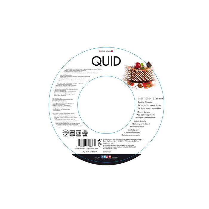 Molde Savarin Acero Pintado Sweet Grey Quid 24x8 cm (12 Unidades)