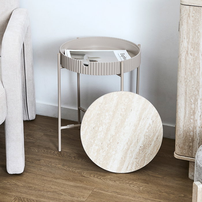 Home Deco Factory Terra Nova Mesa-Cofre con Tablero MDF y Estructura de Hierro 39x48 cm
