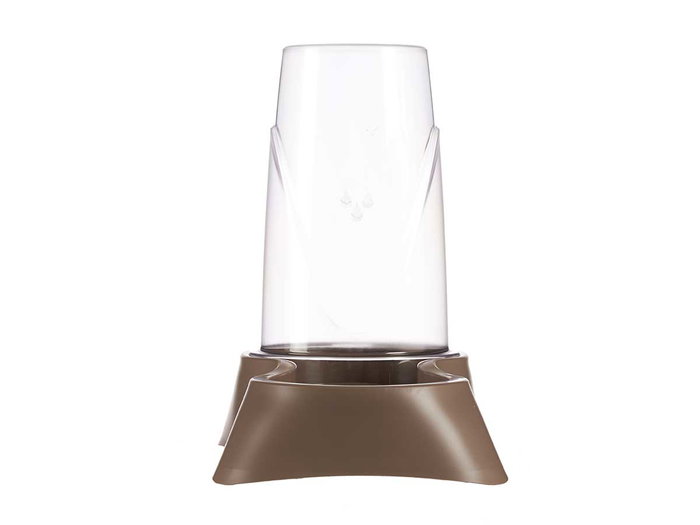 Masgog Comedero Bebedero Plastico con Reserva 3.5L Beige Transparente/Marrón 21.5x32.5x32.5cm Antideslizante (Set de 4)