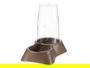 Masgog Comedero Bebedero Plastico con Reserva 3.5L Beige Transparente/Marrón 21.5x32.5x32.5cm Antideslizante (Set de 4)