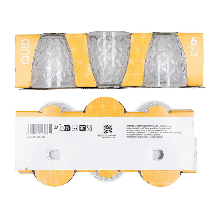 Set 6 Vasos Bajos Vidrio Zoe Quid 26 cL Set 6 Vasos Bajos Vidrio Zoe Quid 26 cL