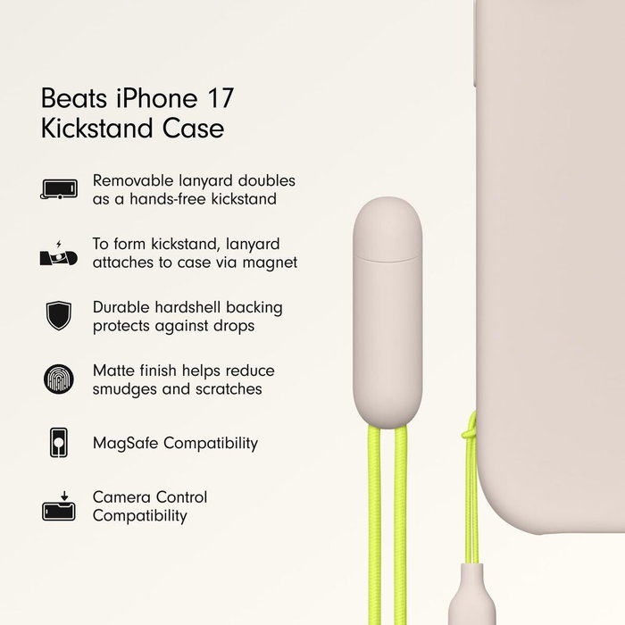 Apple Beats Kickstand Case para iPhone 17 con MagSafe, Color piedra