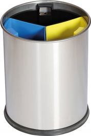 PROBBAX - WB-1251-SSSTL - Papelera separación de residuos c/recipientes separadores de colores - 13 L - 25,5 Ø x 30,8 cm - Acero inoxidable satinado