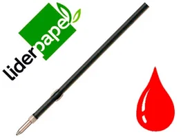 Liderpapel Recambio Bolígrafo Gummy Touch Retráctil 1,0 mm Tinta Roja Bolsa de 10 Unidades