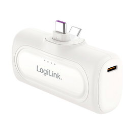 LogiLink Mobile Power Bank 5000 mAh con USB-C integrado, blanco