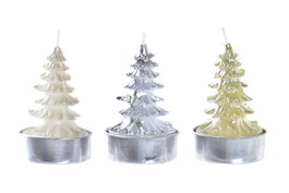 DKD Home Decor Vela Navidad Moderna Dorada Plateada Champan Cera Parafina Set 4 Piezas (12 Unidades) 2 x 3.7 x 2 cm