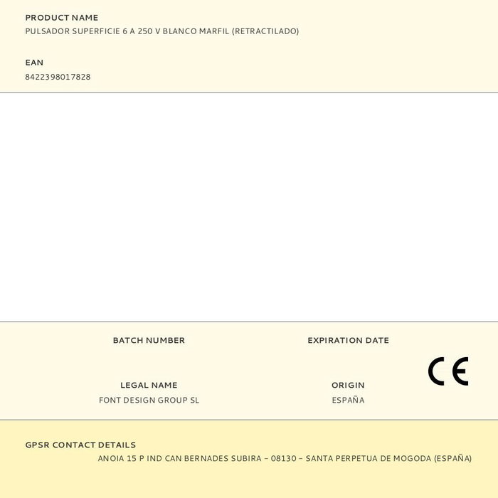 BF Pulsador de superficie retractilado 6 a 250 v blanco marfil BF Pulsador de superficie retractilado 6 a 250 v blanco marfil