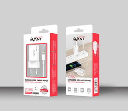 AVANT CONNECT Cargador QC3.0 + PD Tipo-C 20W GaN con Cable PD Lightning 1m para iPhone