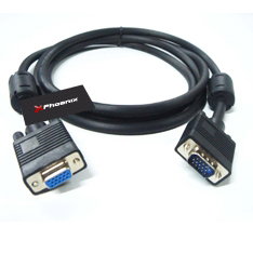 Phoenix Cable VGA SVGA HD15 Macho-Macho 15m - Triple Apantallado, con Ferritas, Resolución 1680x1050 para Monitor/Proyector