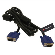 Phoenix Cable VGA SVGA HD15 Macho-Macho 15m - Triple Apantallado, con Ferritas, Resolución 1680x1050 para Monitor/Proyector