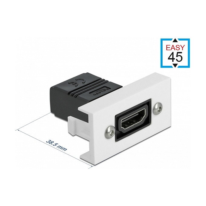 DeLOCK Easy 45 HDMI Modulo Recto 22.5 x 45 mm para Cable HDMI, Negro