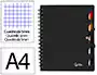 Liderpapel Cuaderno Espiral A4 Micro Executive Tapa Plástico 100 Hojas 80gr Cuadro 5mm Separadores con Gomilla Negro
