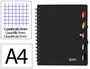 Liderpapel Cuaderno Espiral A4 Micro Executive Tapa Plástico 100 Hojas 80gr Cuadro 5mm Separadores con Gomilla Negro