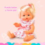 Nenuco Nfnc0000 Muñeca bebé de 35 cm con pelo, cuerpo duro, bebe y hace pipi, vestido primaveral de mariposas y lazo
