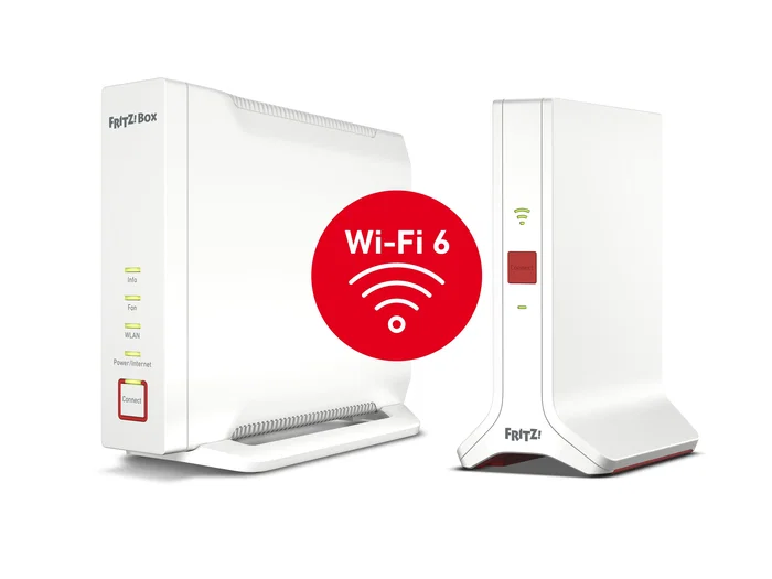 FRITZ!Box 4060 + 3000 AX INT - Kit Mesh Wi-Fi 6 Tribanda (2.4GHz/5GHz/5GHz) 6000 Mbit/s - 4x4 - Enrutador Blanco