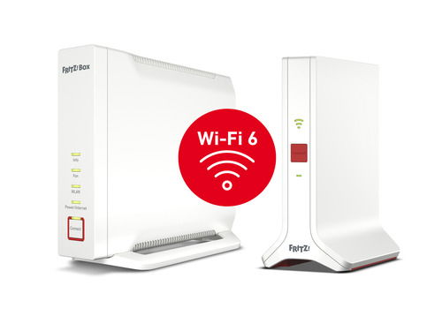 AVM FRITZ! Set 4060 + 3000 AX INT - Kit Sistema Wi-Fi 6 Mesh Tribanda (2.4/5/5 GHz), 4x4 MIMO, 6000 Mbps, Router de Escritorio, Blanco