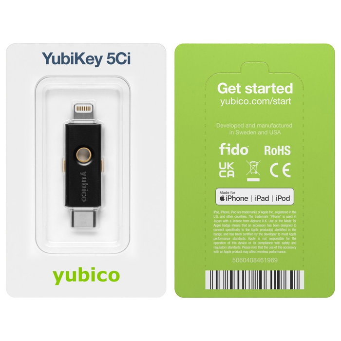 Yubico YubiKey 5Ci USB-C/Lightning Negro Yubico YubiKey 5Ci USB-C/Lightning Negro