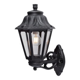 Fumagalli BISSO/ANNA Farol de Pared con Brazo - Negro, Cristal Transparente, Casquillo E27, IP55, Resistente, 220 x 275 x 450 mm