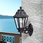 Fumagalli BISSO/ANNA Farol de Pared con Brazo - Negro, Cristal Transparente, Casquillo E27, IP55, Resistente, 220 x 275 x 450 mm