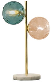 DKD Home Decor Lámpara de Sobremesa de Mármol y Cristal Bolas