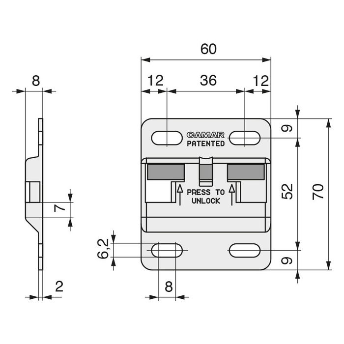 CAMAR Forte 60Mm Chapa Antidescolgamiento Hierro Zincado CAMAR Forte 60Mm Chapa Antidescolgamiento Hierro Zincado