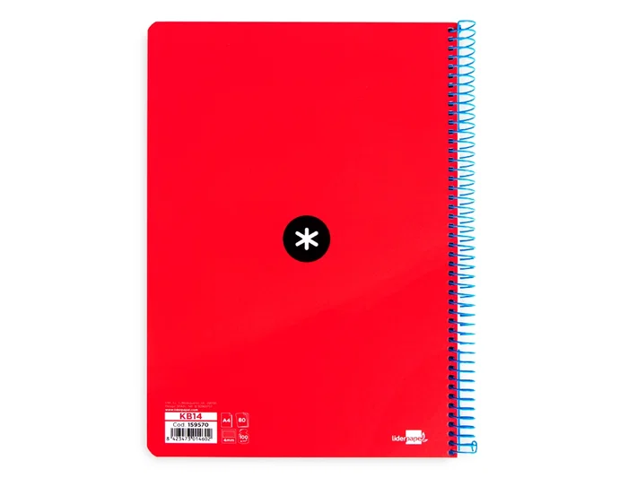 Antartik Cuaderno espiral A4 tapa dura 80 hojas 90gr cuadro 4mm con margen color rojo Antartik Cuaderno espiral A4 tapa dura 80 hojas 90gr cuadro 4mm con margen color rojo