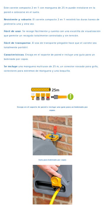 Hozelock Compact Reel Enrollador de manguera manual con 25 m de manguera
