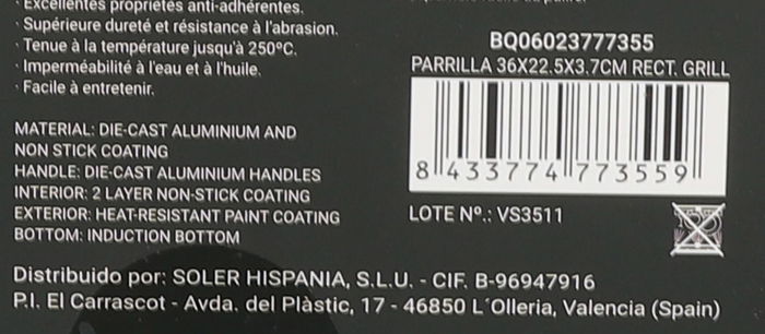 Quttin Parrilla Rectangular 35.8 x 23.1 x 3.4 cm Grill (6 Unidades)